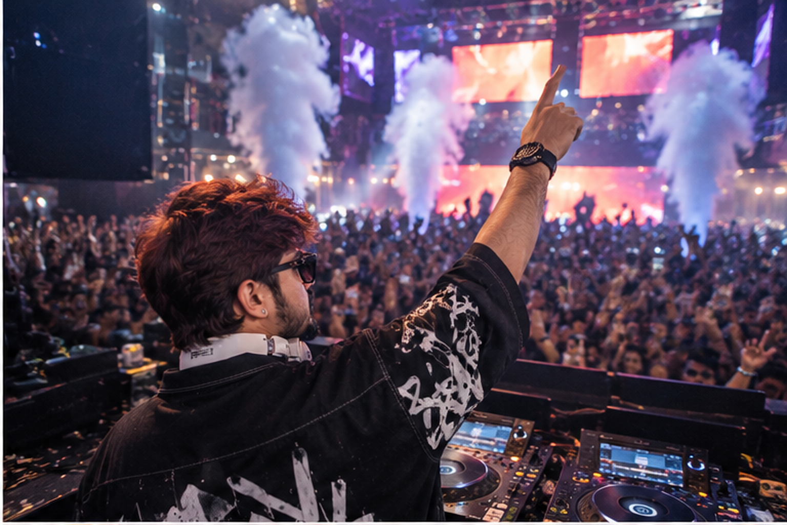 DJ VJ at the console